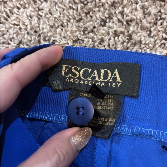 Escada Margaretha Ley Pure Wool Pants 38 Cobalt Blue High Waist Pleated Vintage - Picture 4 of 9